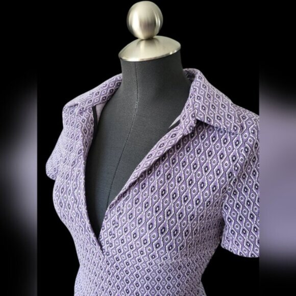 Preppy  Geometric Violet Purple Print Bodysuit ZARA Size Small - Picture 4 of 12